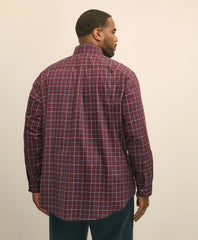 Big & Tall Stretch Supima® Cotton Non-Iron Twill Polo Button Down, Windowpane Sport Shirt