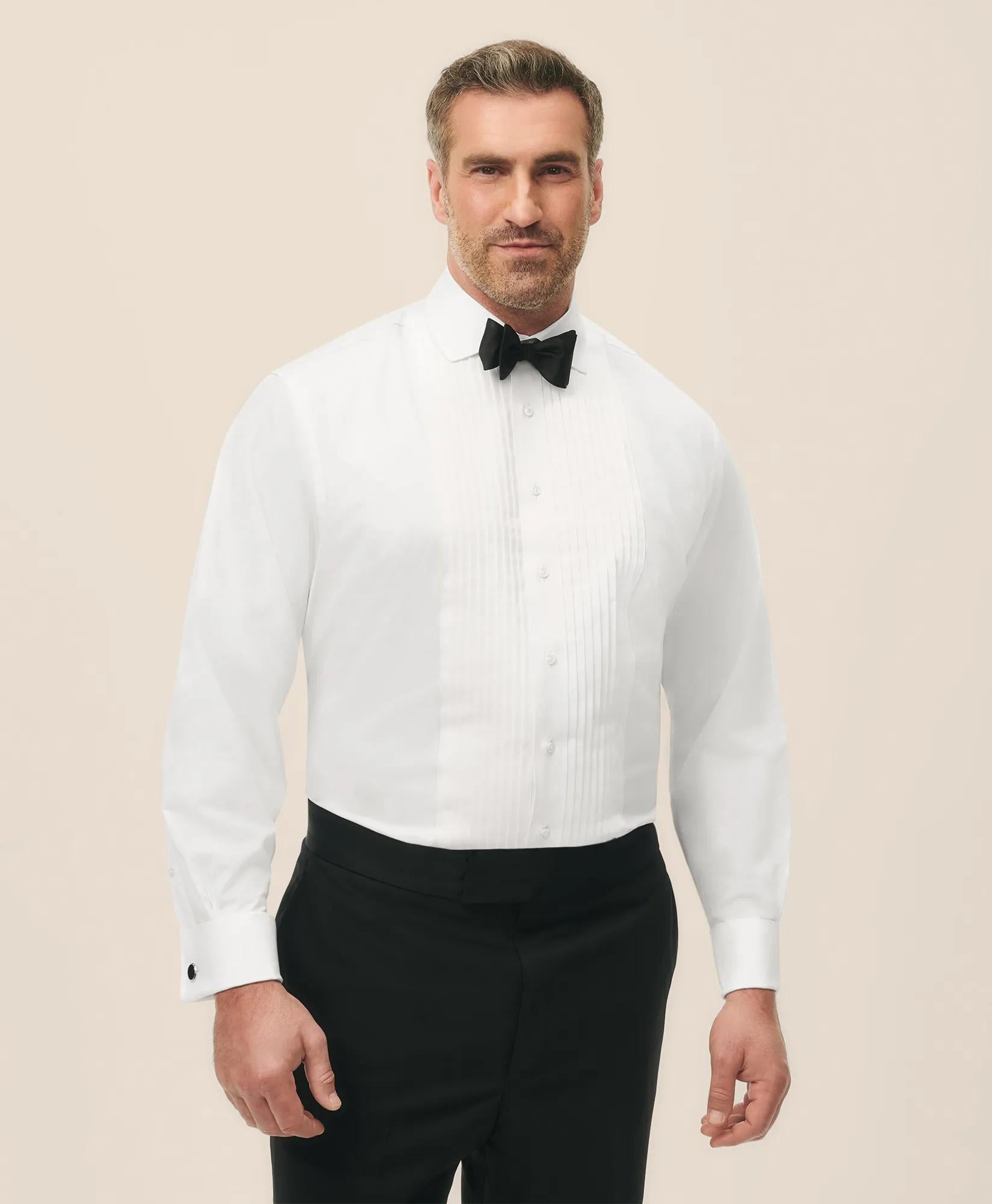 Big & Tall Supima® Cotton Poplin English Collar, 10-Pleat Tuxedo Shirt
