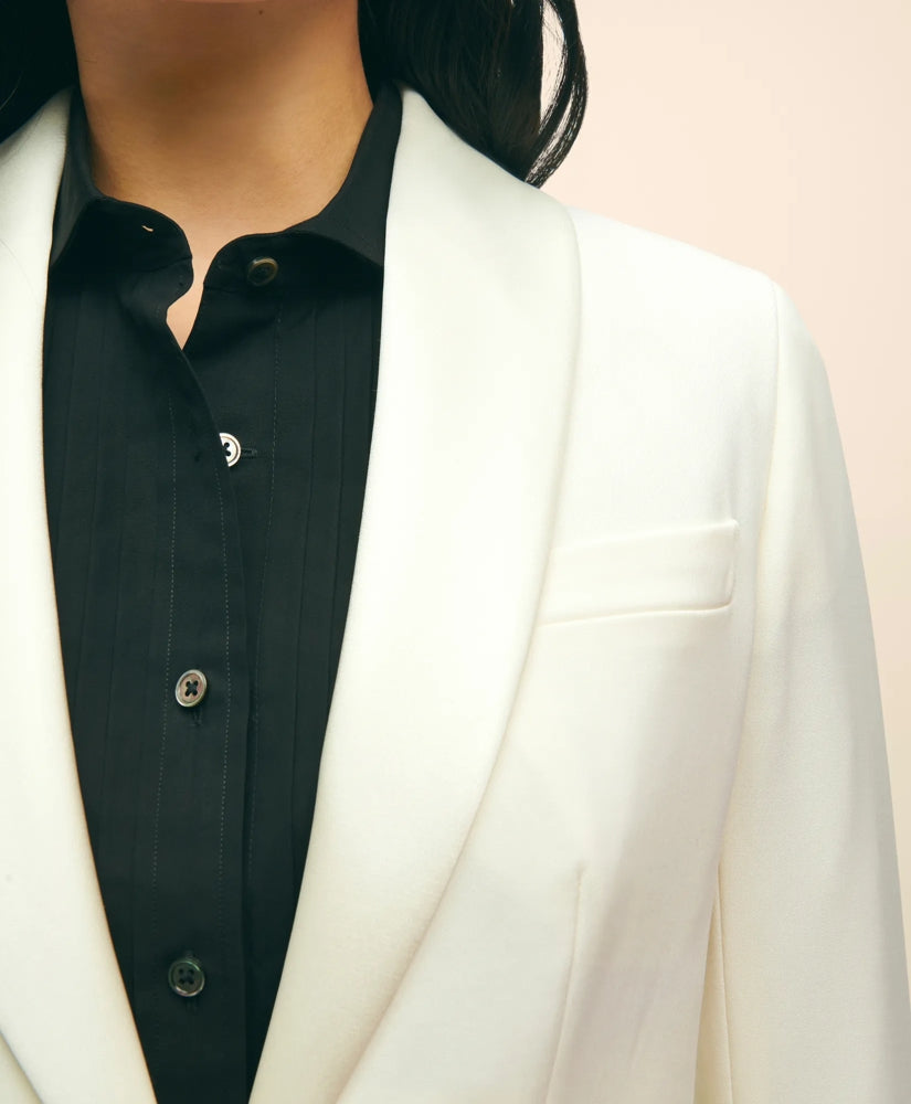 Black Fleece Peak Lapel Dinner Jacket in Merino Wool-Silk Faille