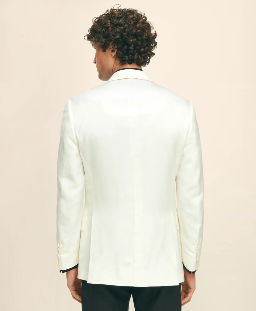 Black Fleece Peak Lapel Dinner Jacket in Silk Dupioni