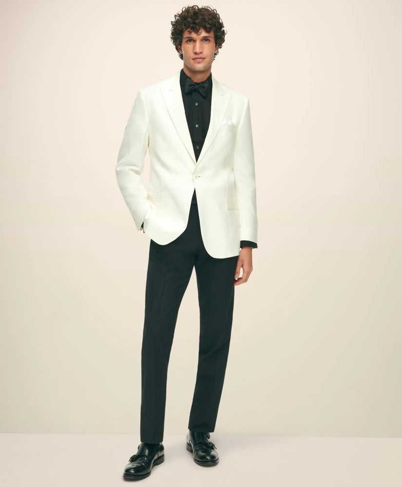 Black Fleece Peak Lapel Dinner Jacket in Silk Dupioni