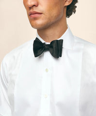 Black Fleece Pique Bib Londoner Collar Tuxedo Shirt in Sea Island Cotton