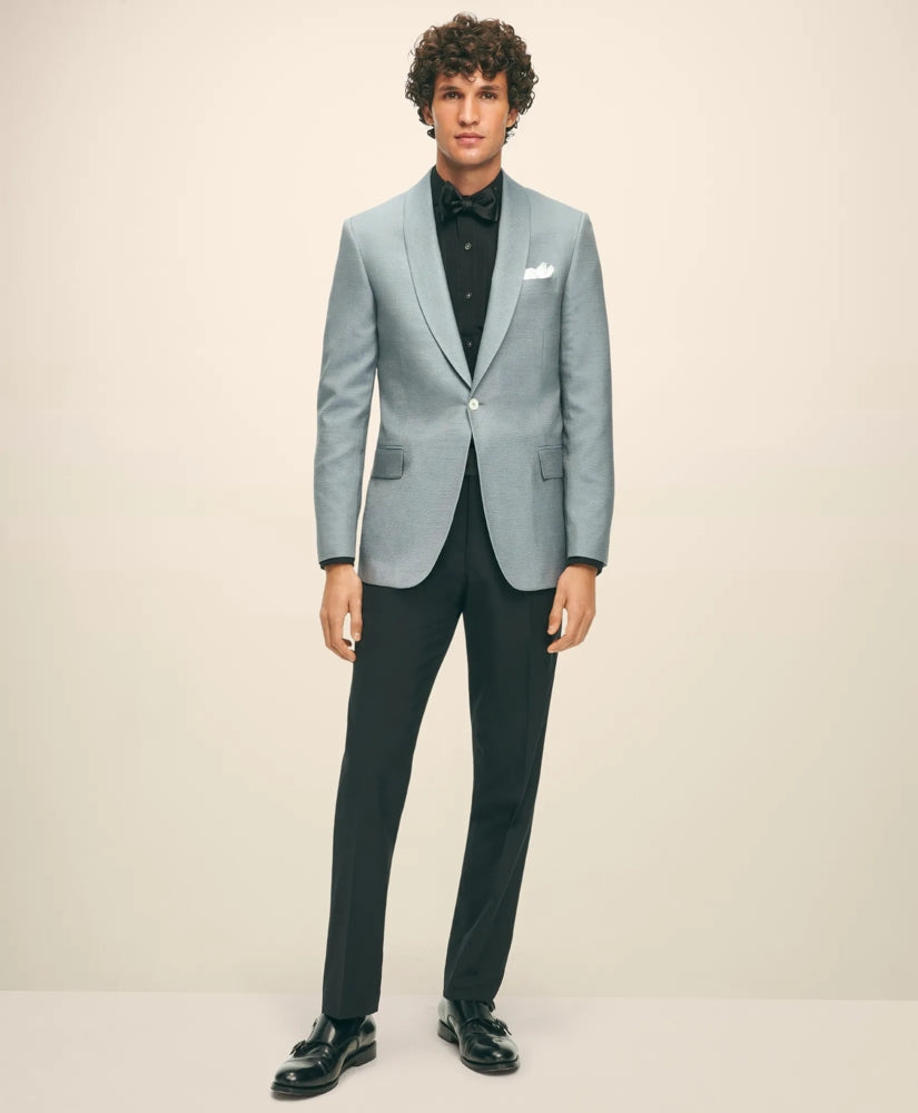 Black Fleece Pleated Londoner Collar Tuxedo Shirt in Sea Island Cotton