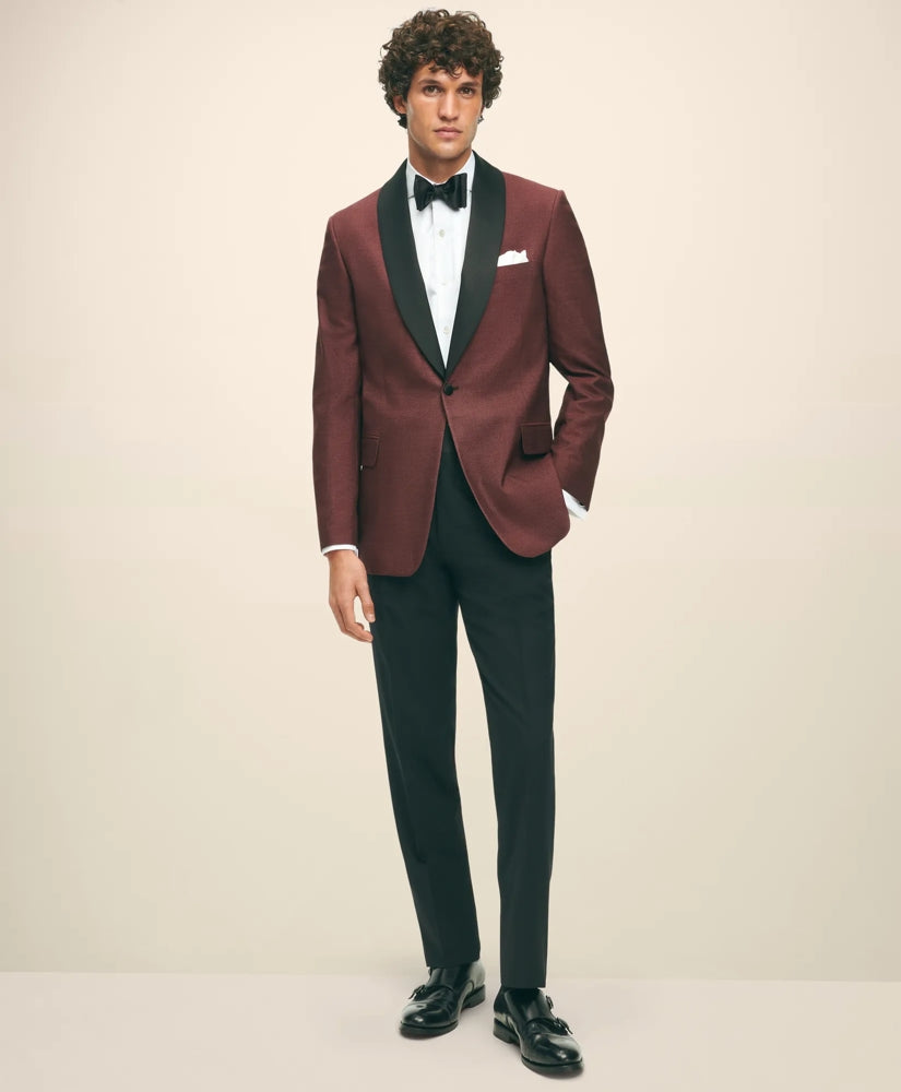 Black Fleece Satin Shawl Collar Dinner Jacket in Silk Hopsack