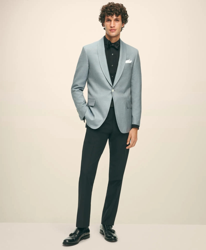 Black Fleece Shawl Collar Dinner Jacket in Silk Hopsack