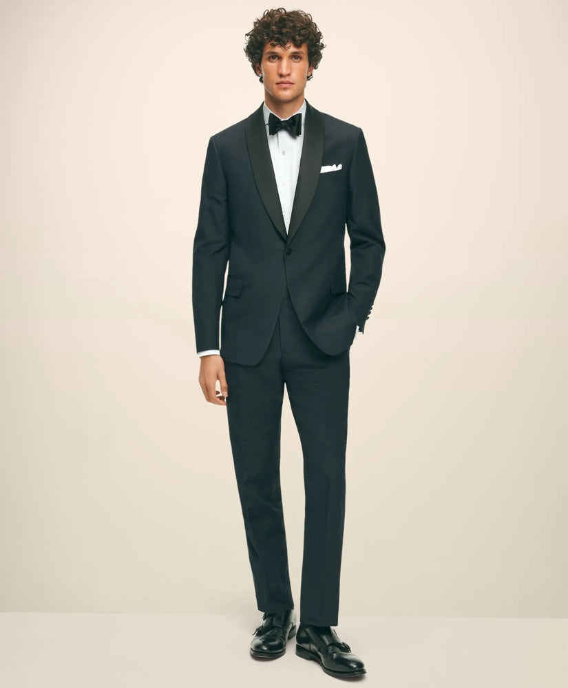 Black Fleece Shawl Collar Tuxedo in Silk-Linen