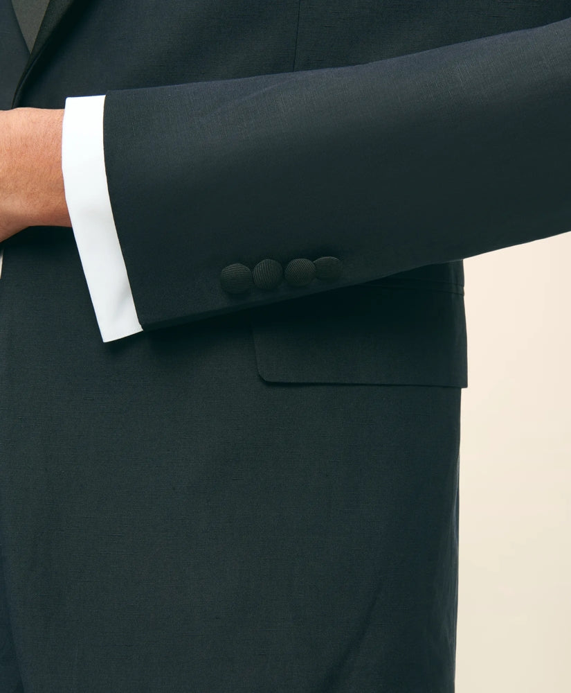 Black Fleece Shawl Collar Tuxedo in Silk-Linen