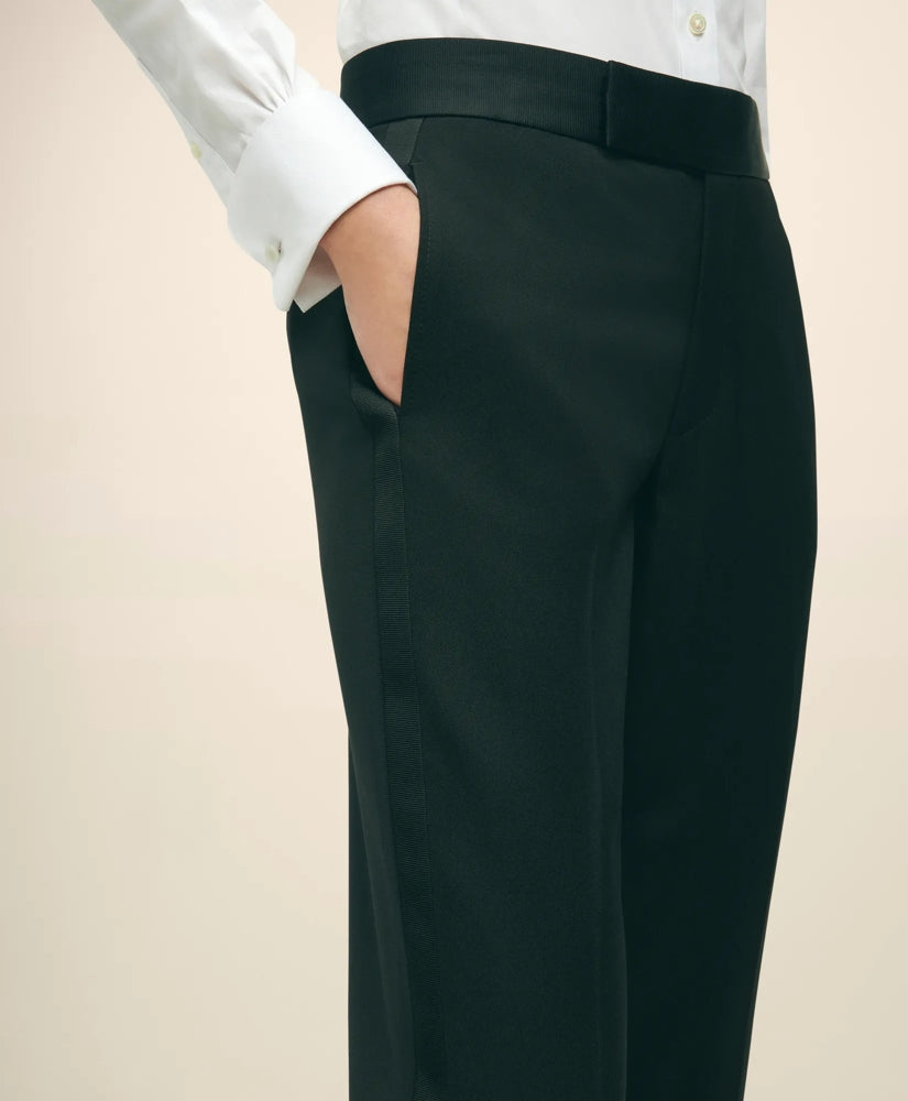 Black Fleece Tuxedo Pants in Wool