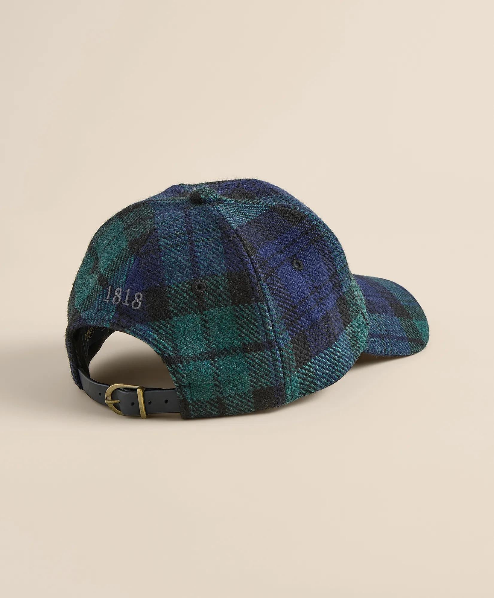 Black Watch Tartan & Leather Trim Baseball Cap