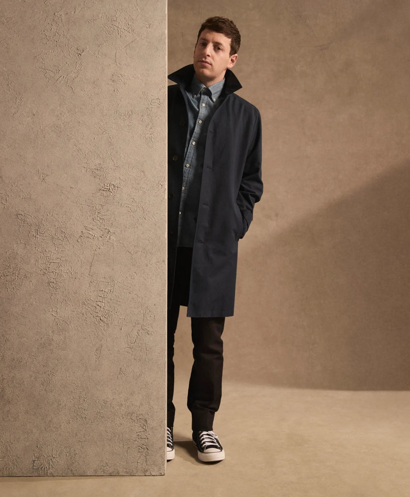 Bonded Cotton Top Coat with Removable Liner in Black Watch