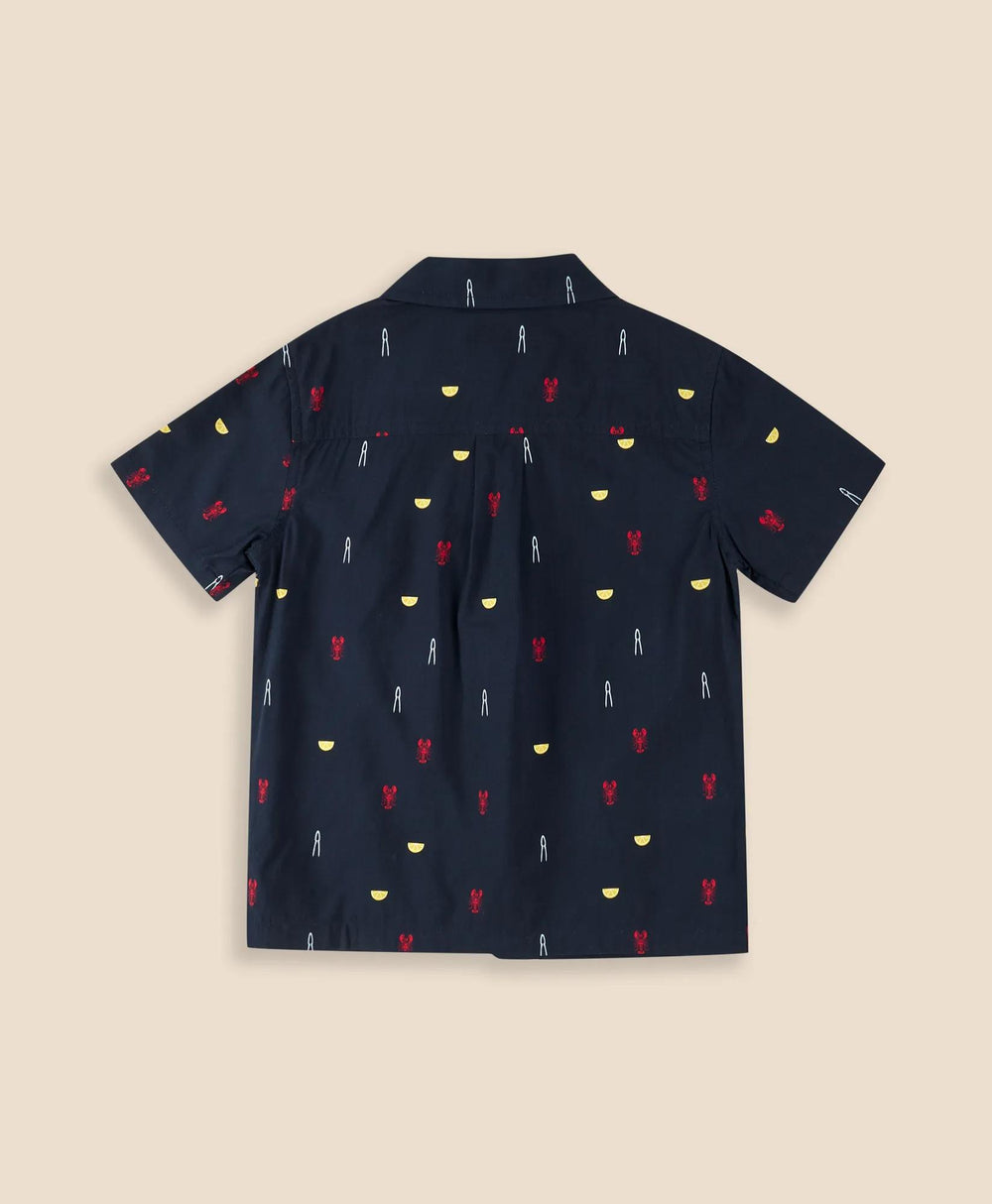 Boys Cotton Blend Lobster Bake Camp Collar Shirt