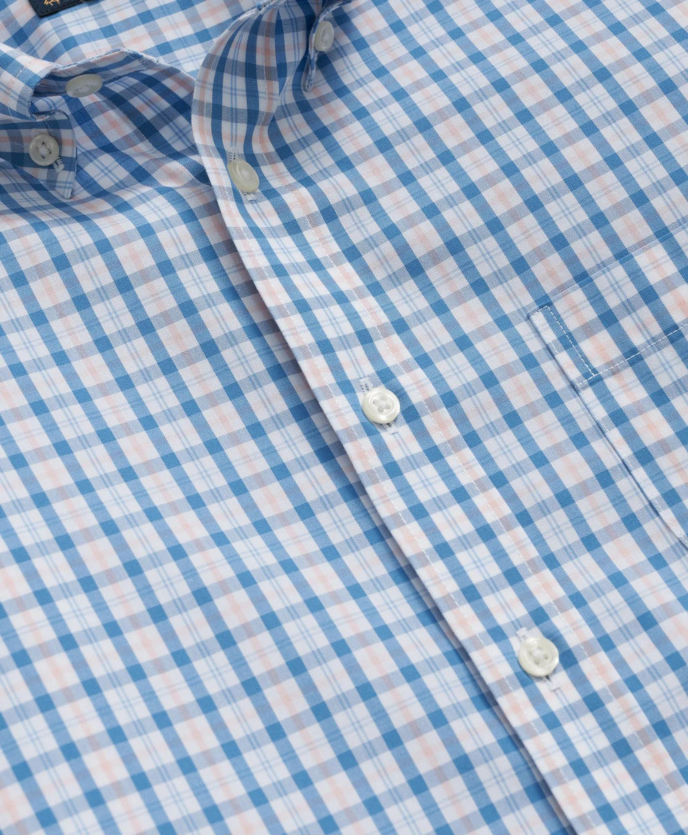 Boys Non-Iron Broadcloth Polo Button-Down Collar Check Sport Shirt