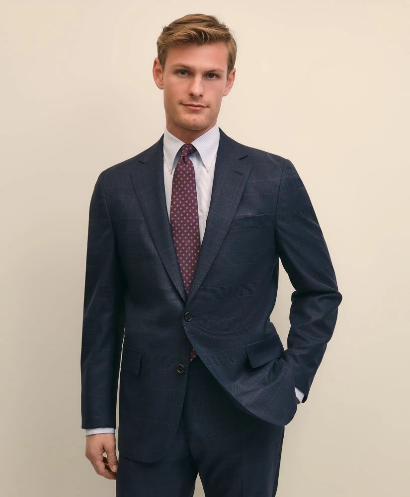 Brooks Brothers Explorer Collection Classic Fit Wool Overcheck Suit Jacket