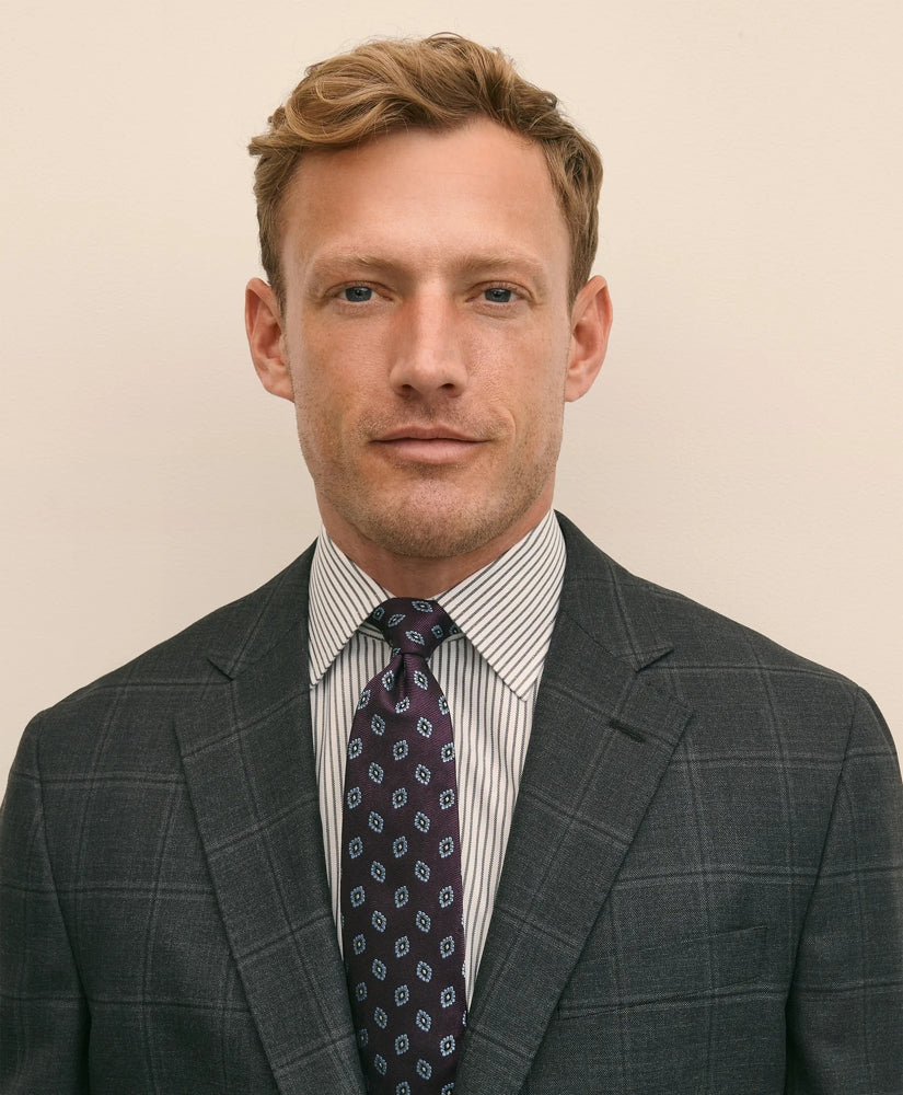 Brooks Brothers Explorer Collection Classic Fit Wool Windowpane Suit Jacket
