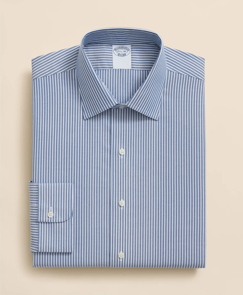 Brooks Brothers Explorer Collection Non-Iron Twill Ainley Collar Ground Stripe, Dress Shirt