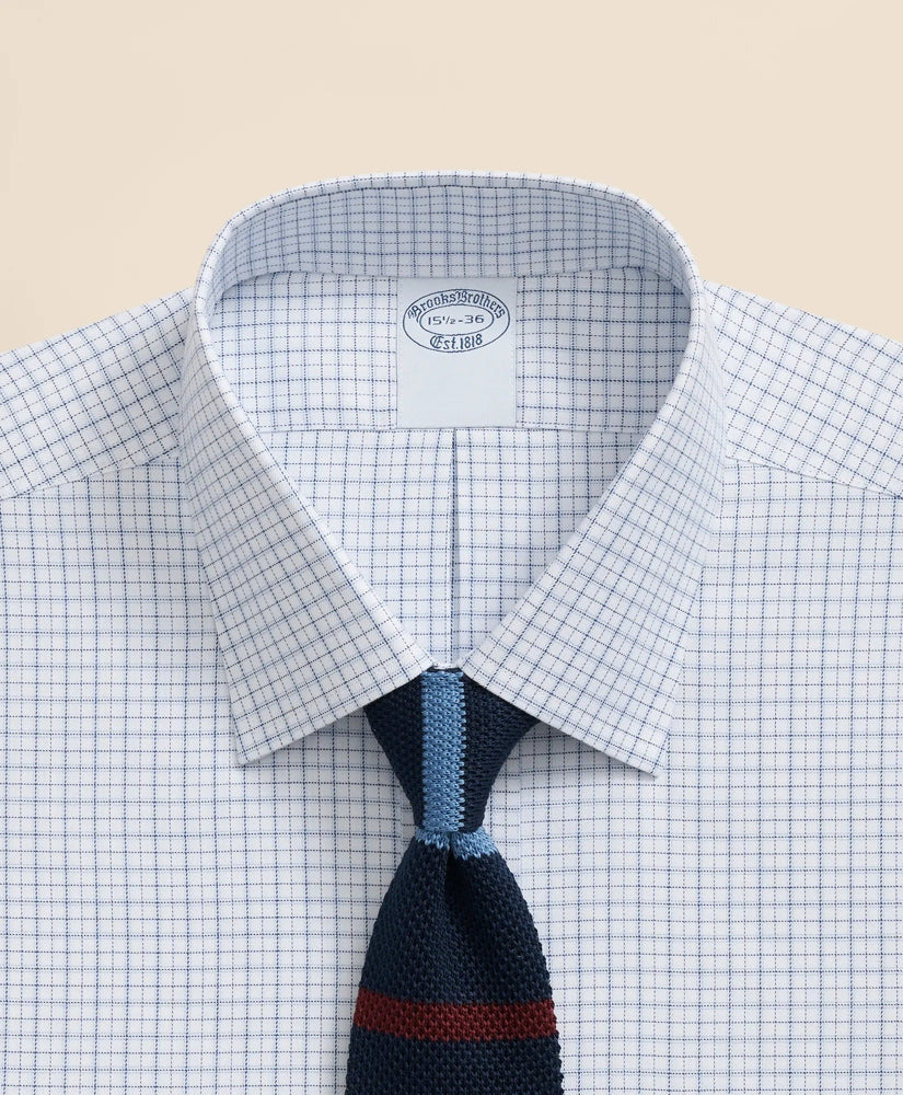 Brooks Brothers Explorer Collection Non-Iron Twill Ainsley Collar Windowpane, Dress Shirt