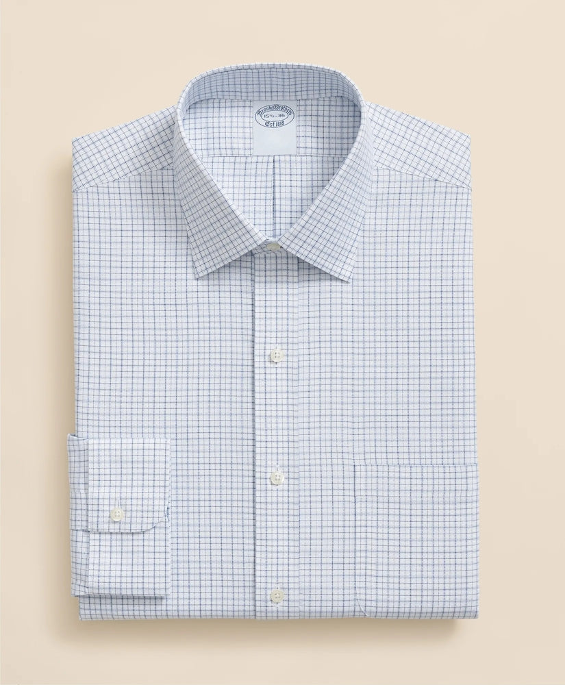 Brooks Brothers Explorer Collection Non-Iron Twill Ainsley Collar Windowpane, Dress Shirt