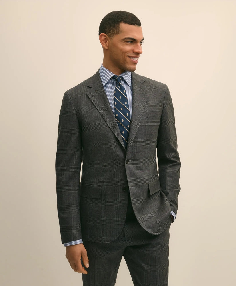 Brooks Brothers Explorer Collection Slim Fit Wool Overcheck Suit Jacket