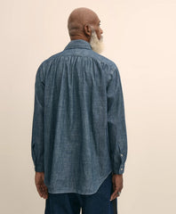 Brooks Brothers X Engineered Garments Cotton Chambray Ascot Collar Oversized Dress Shirt