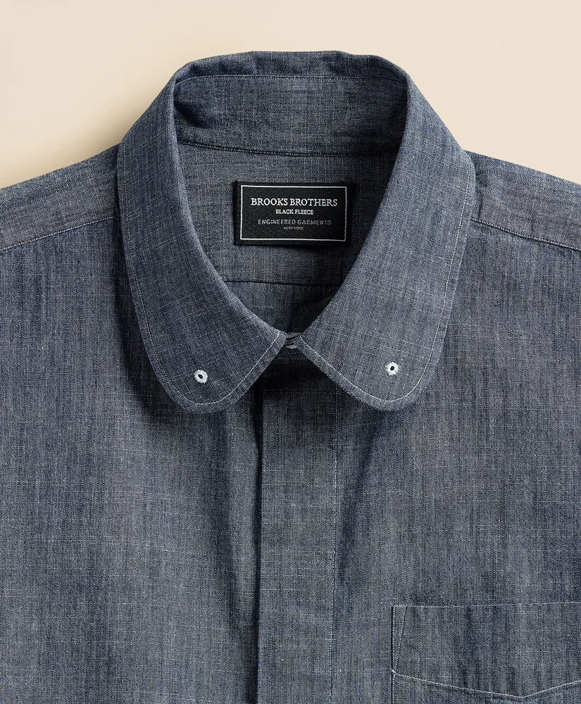 Brooks Brothers X Engineered Garments Cotton Chambray Round Pinhole Collar Oversized Dress Shirt
