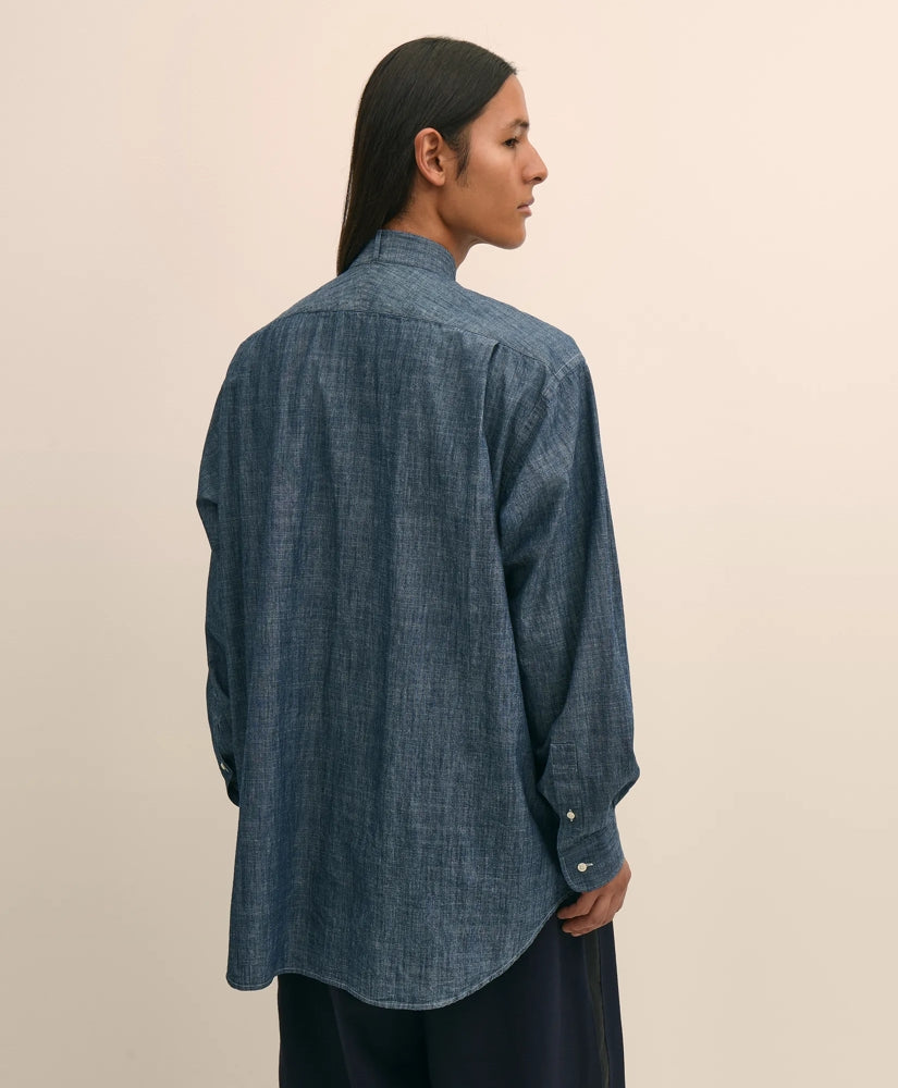 Brooks Brothers X Engineered Garments Cotton Chambray Wing Collar Oversized Dress Shirt