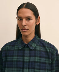 Brooks Brothers X Engineered Garments Cotton Flannel Round Pinhole Collar Oversized, Tartan Dress Shirt