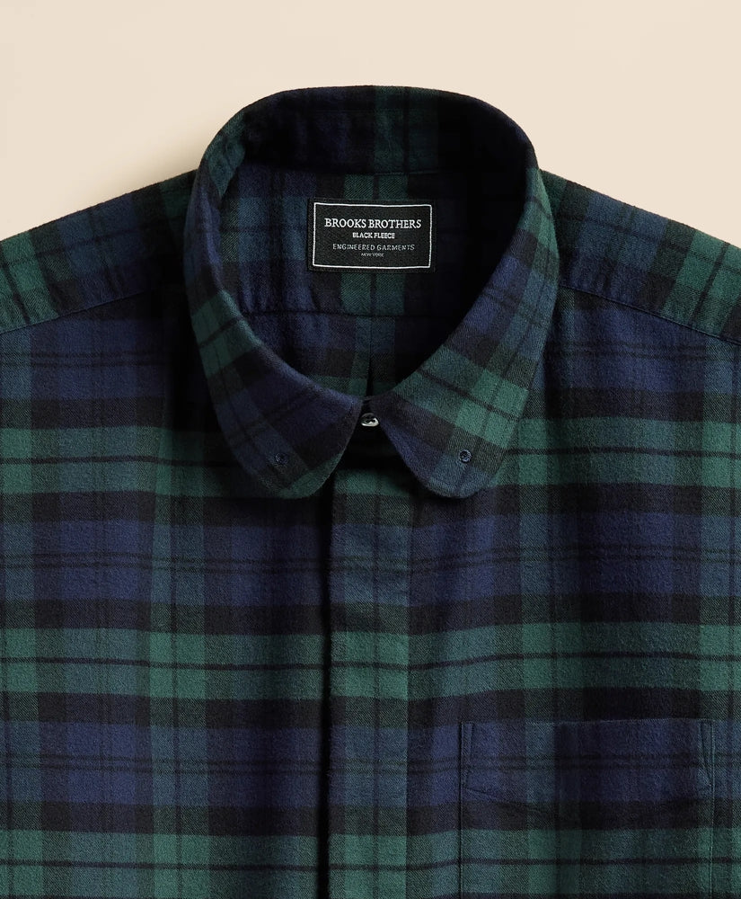 Brooks Brothers X Engineered Garments Cotton Flannel Round Pinhole Collar Oversized, Tartan Dress Shirt