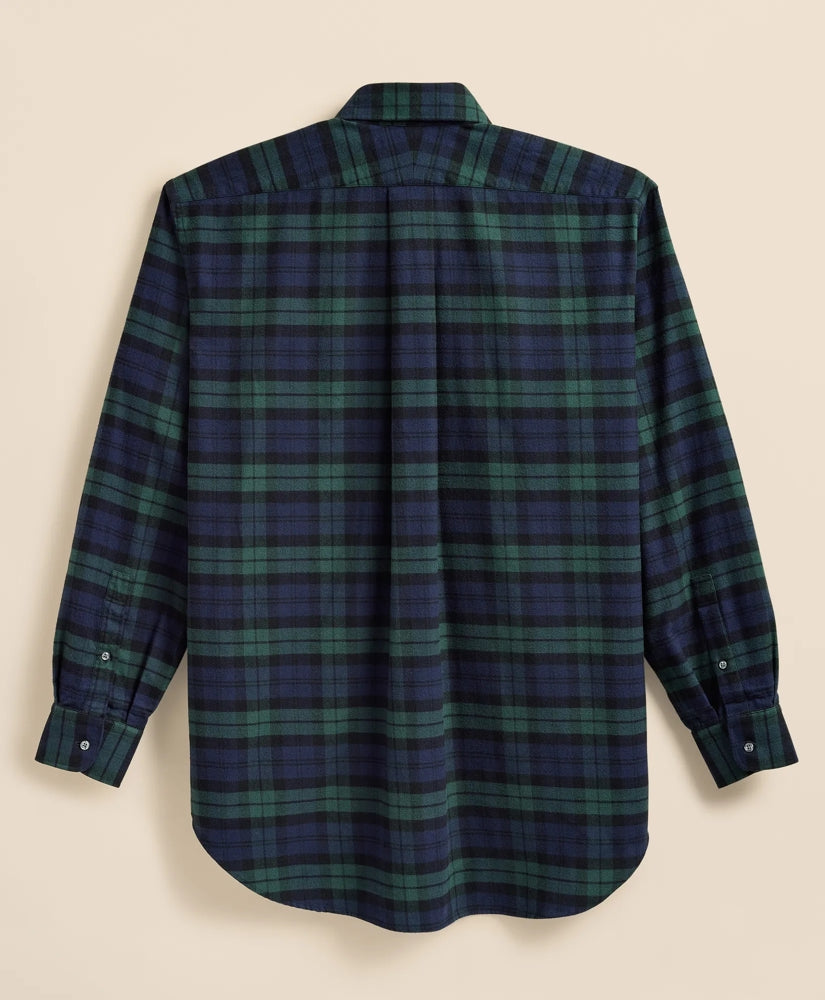 Brooks Brothers X Engineered Garments Cotton Flannel Round Pinhole Collar Oversized, Tartan Dress Shirt