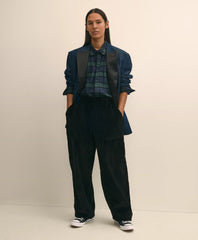 Brooks Brothers X Engineered Garments Cotton Flannel Round Pinhole Collar Oversized, Tartan Dress Shirt