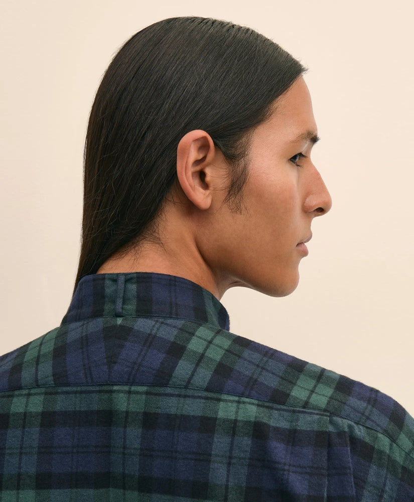 Brooks Brothers X Engineered Garments Cotton Flannel Wing Collar Oversized, Tartan Dress Shirt