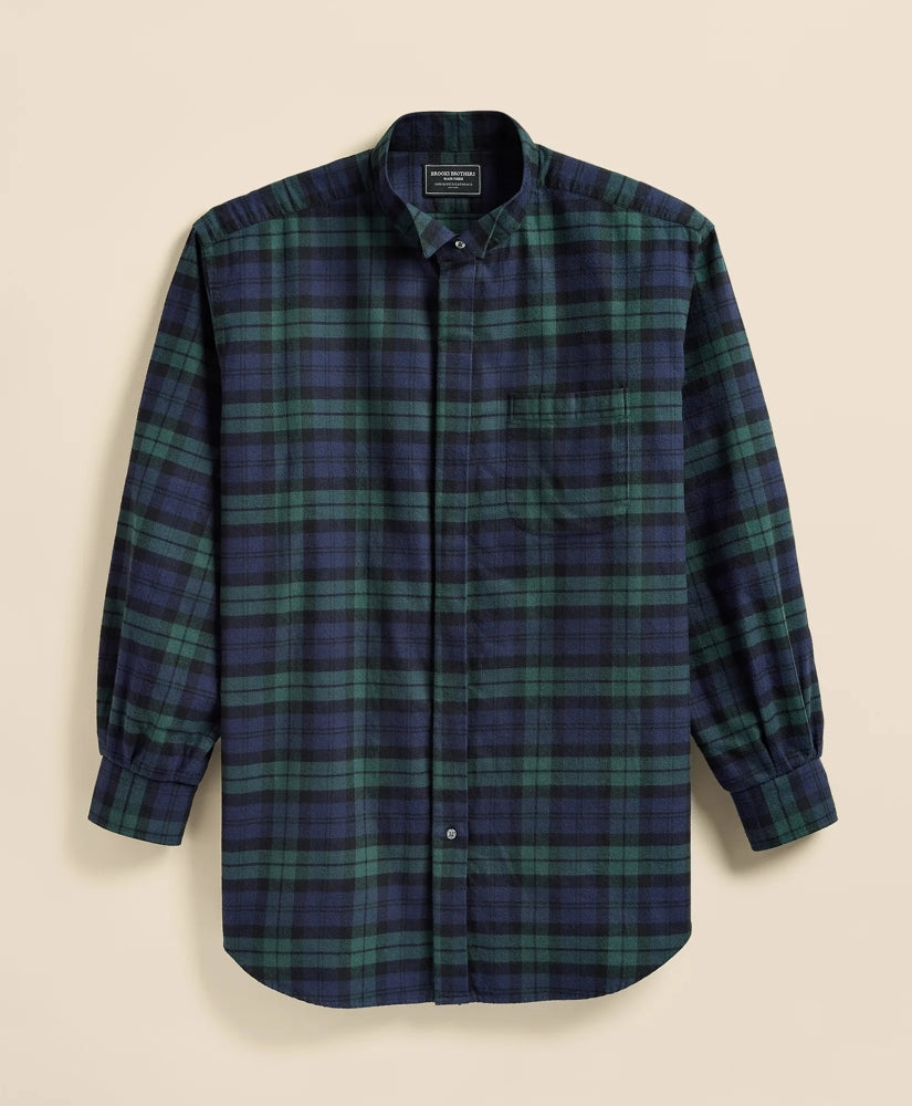 Brooks Brothers X Engineered Garments Cotton Flannel Wing Collar Oversized, Tartan Dress Shirt
