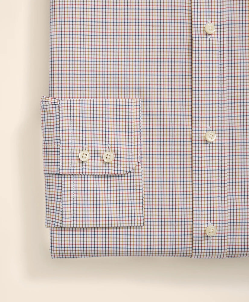 Brooks Brothers X Thomas Mason® Cotton English Collar, Checked Dress Shirt