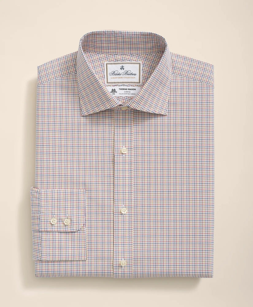 Brooks Brothers X Thomas Mason® Cotton English Collar, Checked Dress Shirt