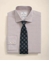 Brooks Brothers X Thomas Mason® Cotton English Collar, Checked Dress Shirt