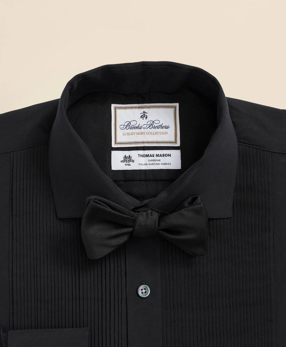 Brooks Brothers X Thomas Mason® Cotton English Collar, Swiss Pleat Front Tuxedo Shirt
