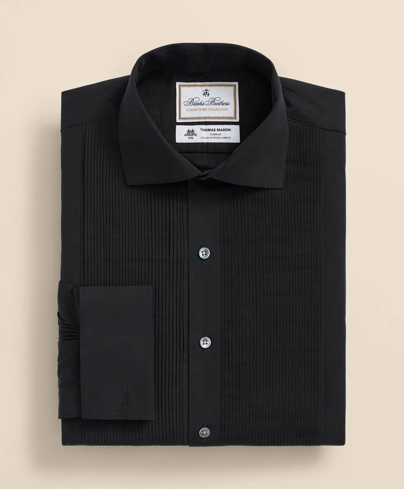 Brooks Brothers X Thomas Mason® Cotton English Collar, Swiss Pleat Front Tuxedo Shirt
