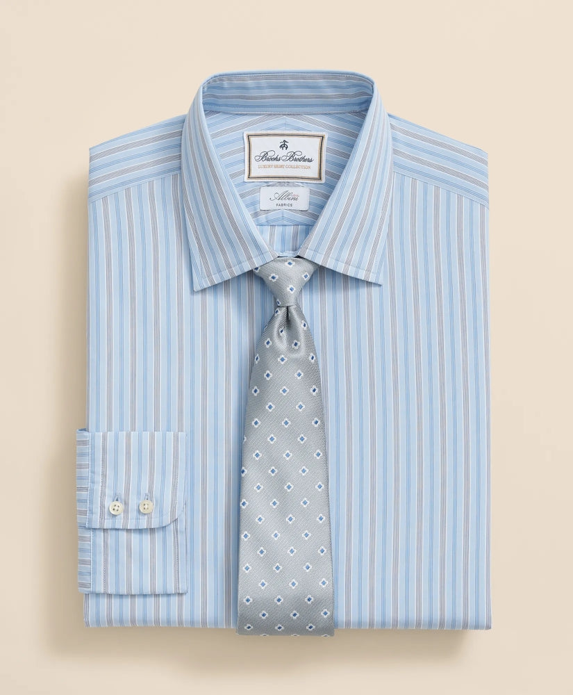 Brooks Brothers x Thomas Mason® Cotton Poplin Ainsley Collar, Multi Stripe Dress Shirt