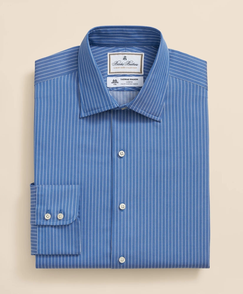 Brooks Brothers x Thomas Mason® Cotton Poplin Ainsley Collar, Striped Dress Shirt