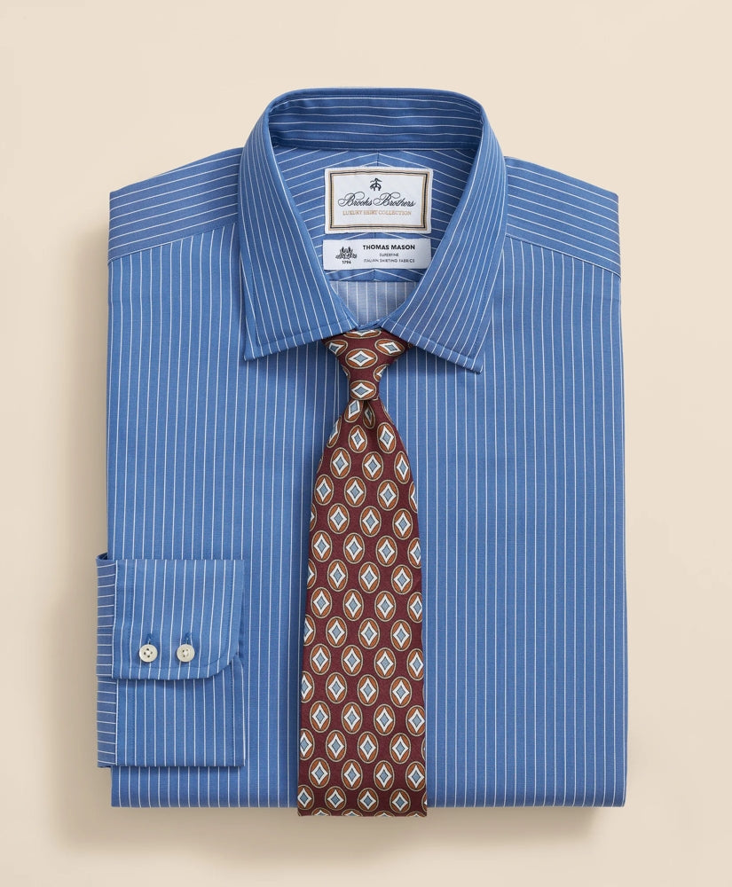 Brooks Brothers x Thomas Mason® Cotton Poplin Ainsley Collar, Striped Dress Shirt