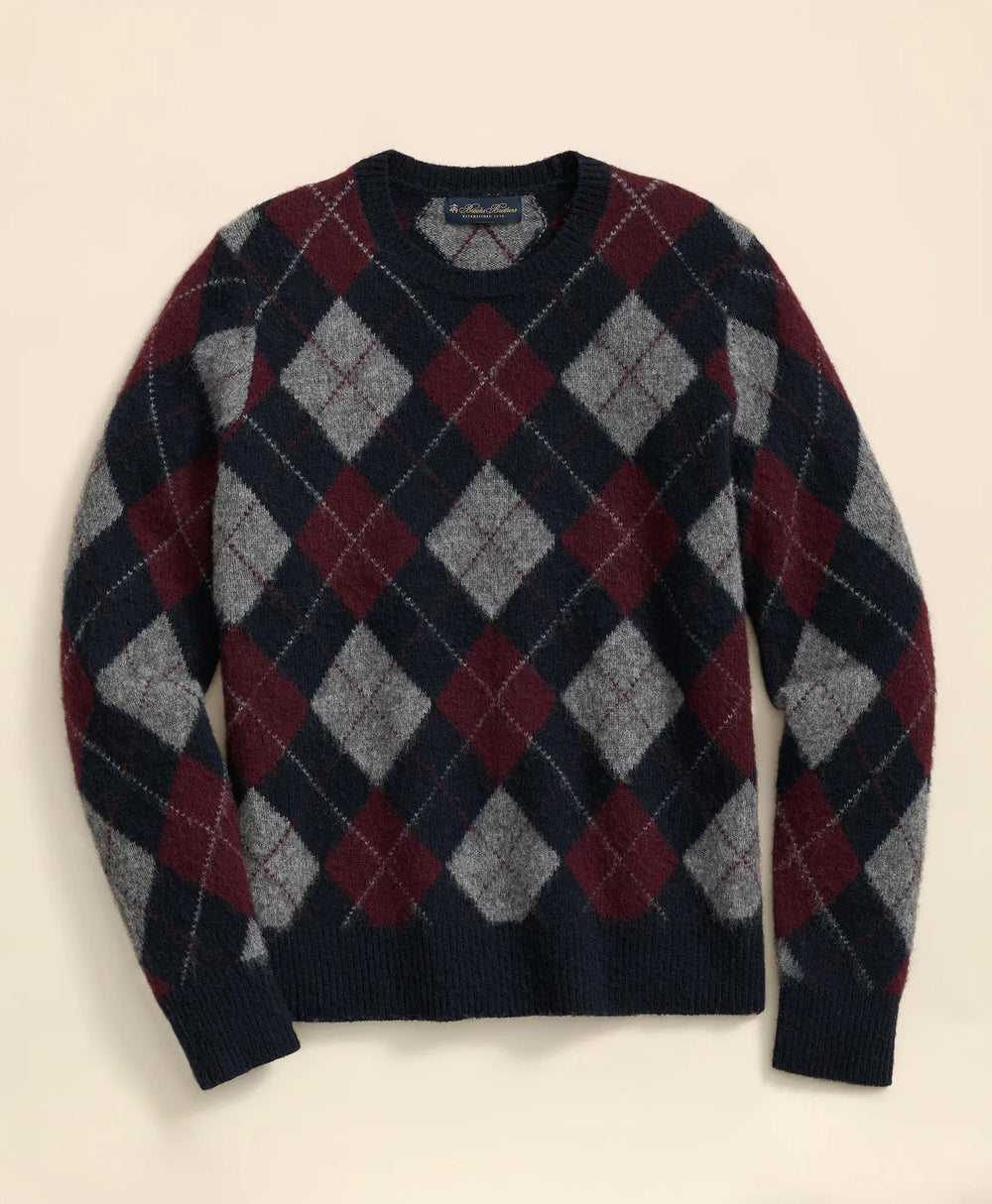 Brushed Wool Argyle Sweater