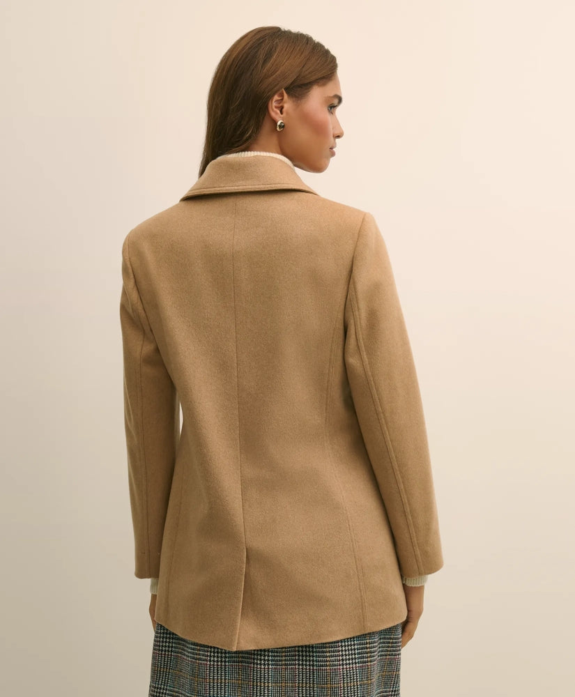 Brushed Wool Peacoat with Throat Latch