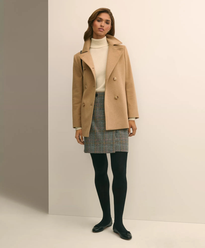 Brushed Wool Peacoat with Throat Latch