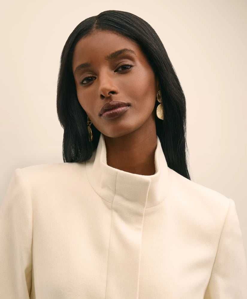Brushed Wool Coat with Throat Latch