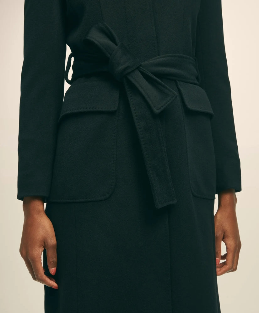 Brushed Wool Twill Wrap Coat