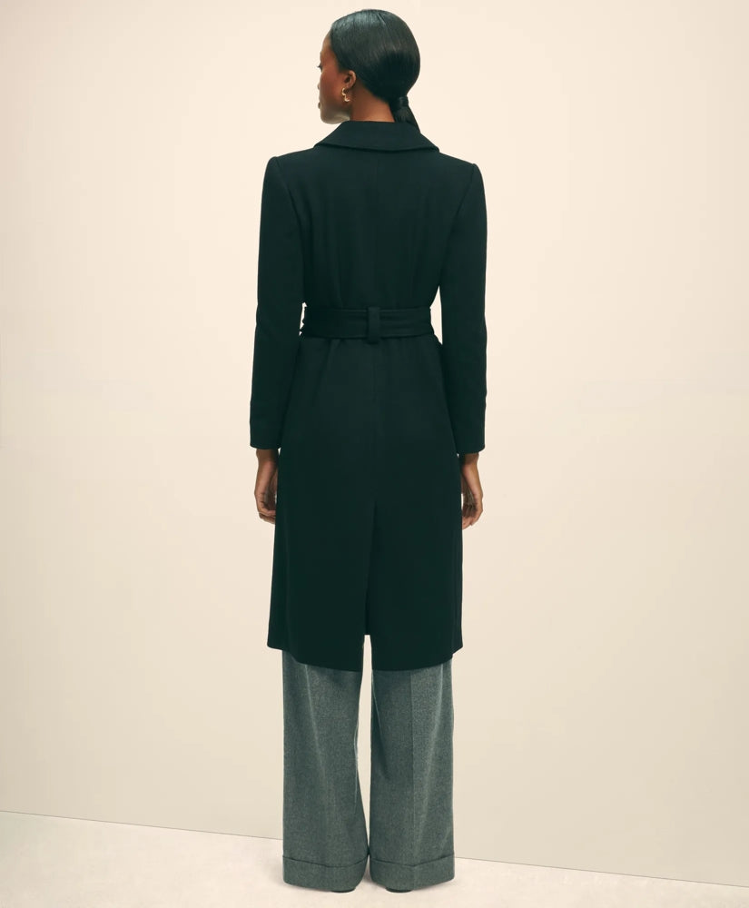 Brushed Wool Twill Wrap Coat
