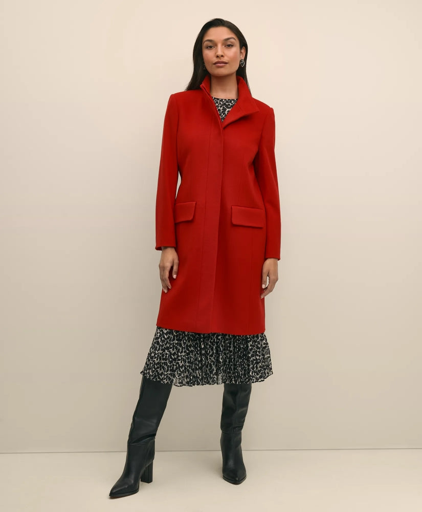 Brushed Wool Coat with Throat Latch