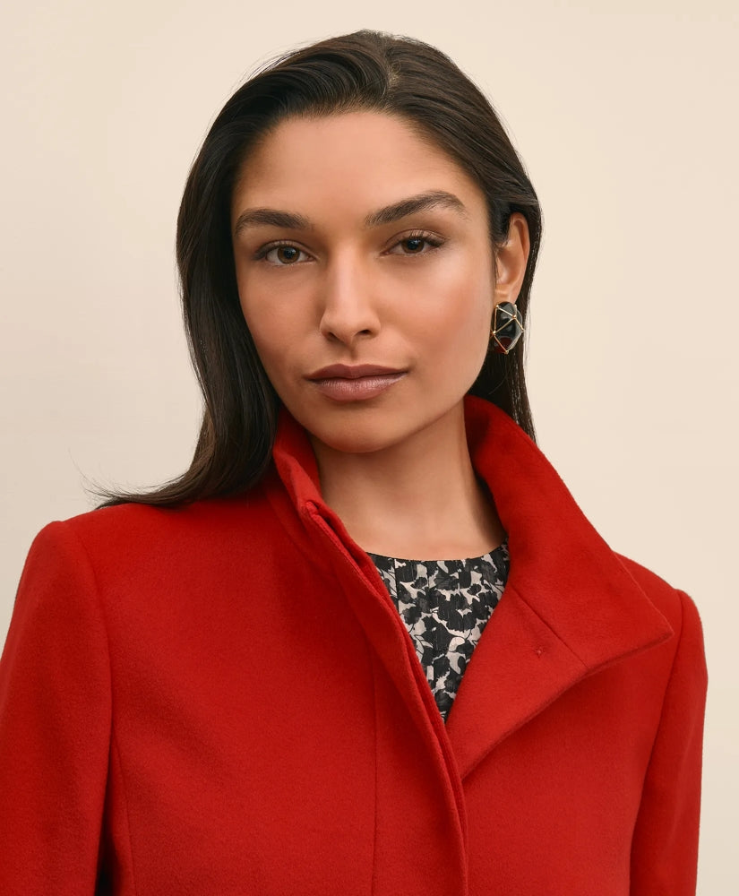 Brushed Wool Coat with Throat Latch