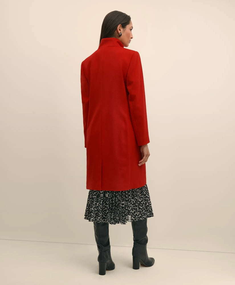 Brushed Wool Coat with Throat Latch