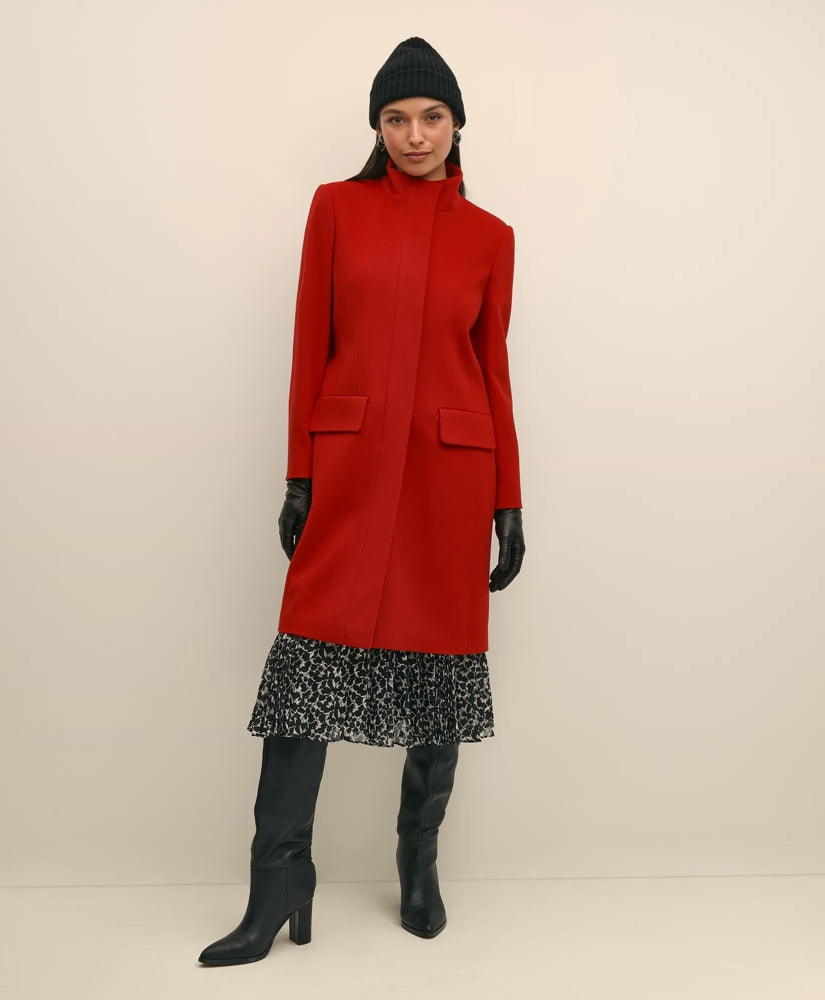 Brushed Wool Coat with Throat Latch