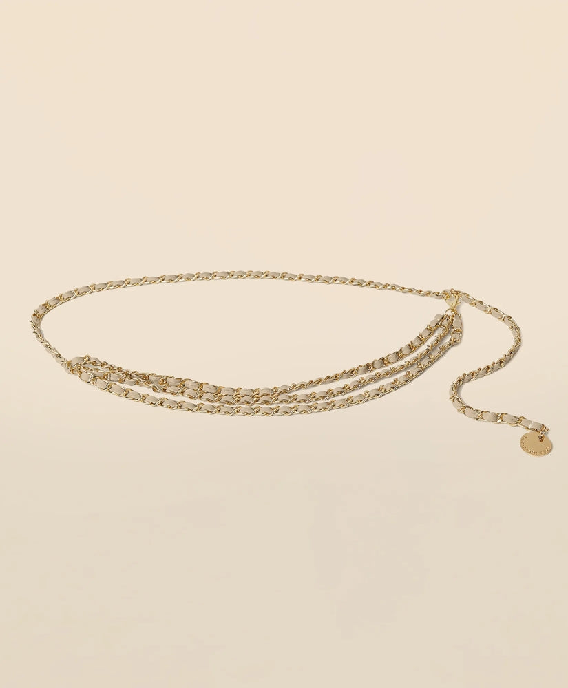 B-Low the Belt Gold-Tone Chain & Leather Waist Belt